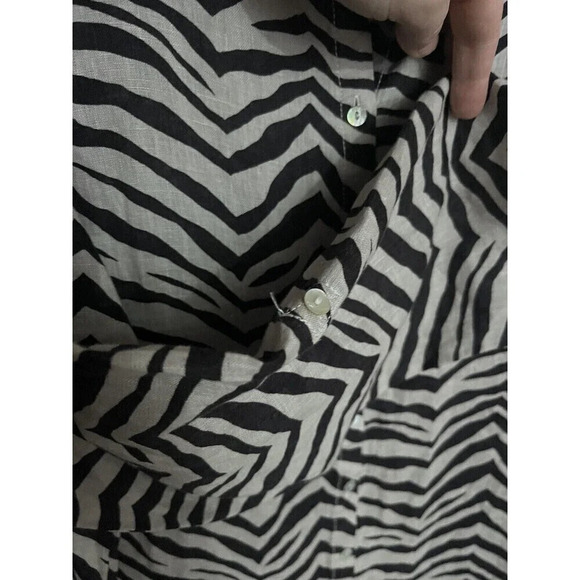 Tahari 100% Linen Zebra animal Print Tunic blouse Beach BoHo - Picture 4 of 8